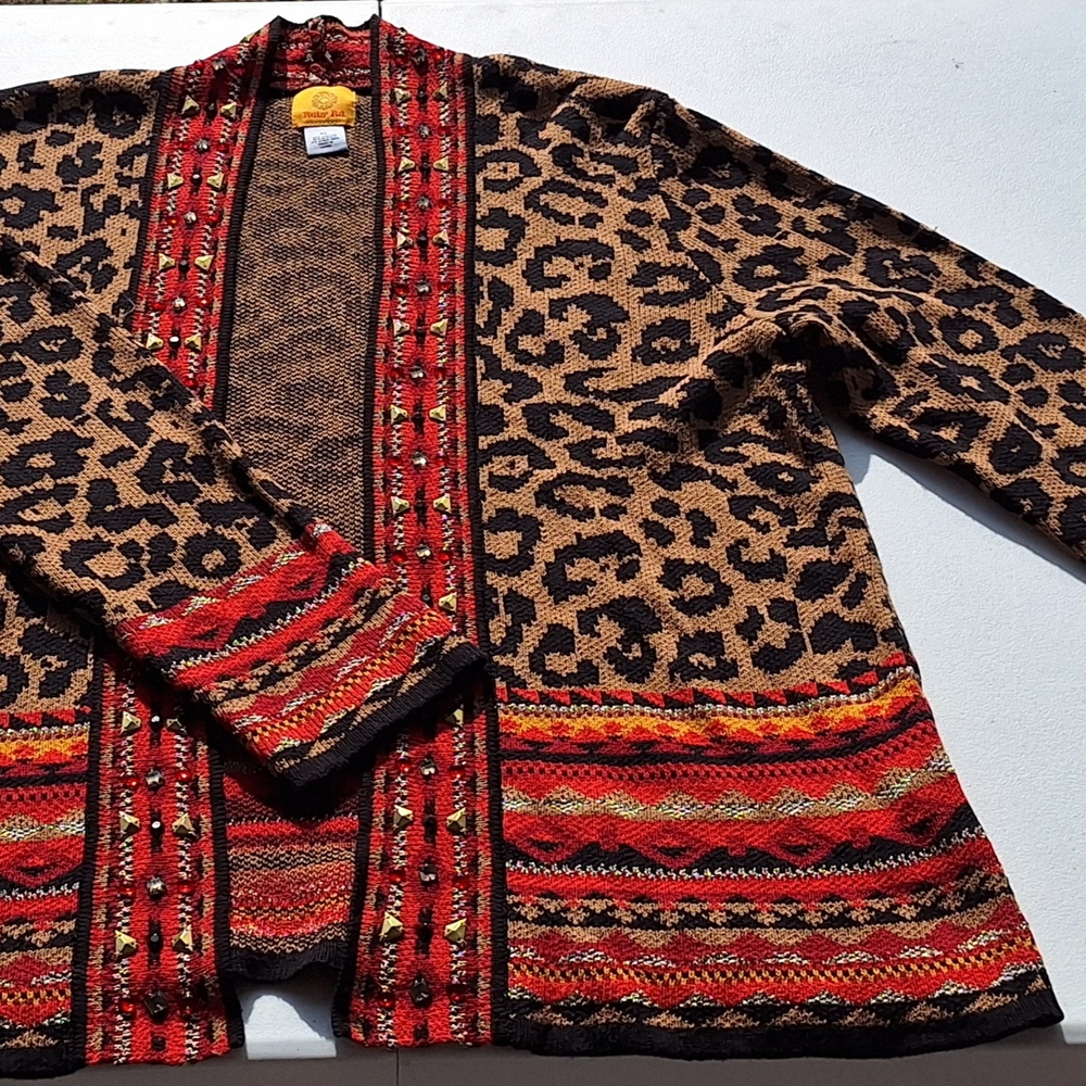 Ruby Rd. Red and Brown Knit Cardigan